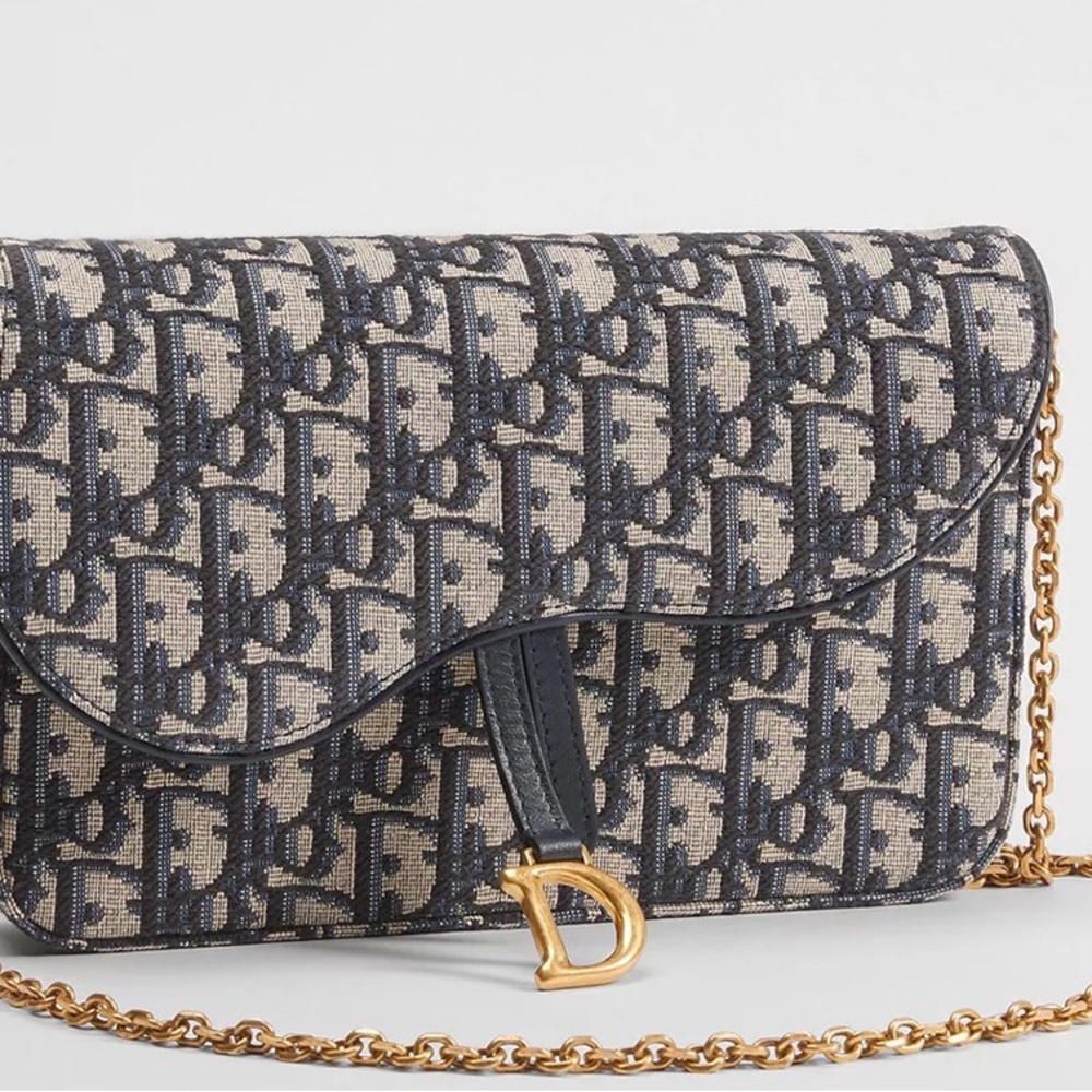 Dior Monogram Clutch with Gold Chain